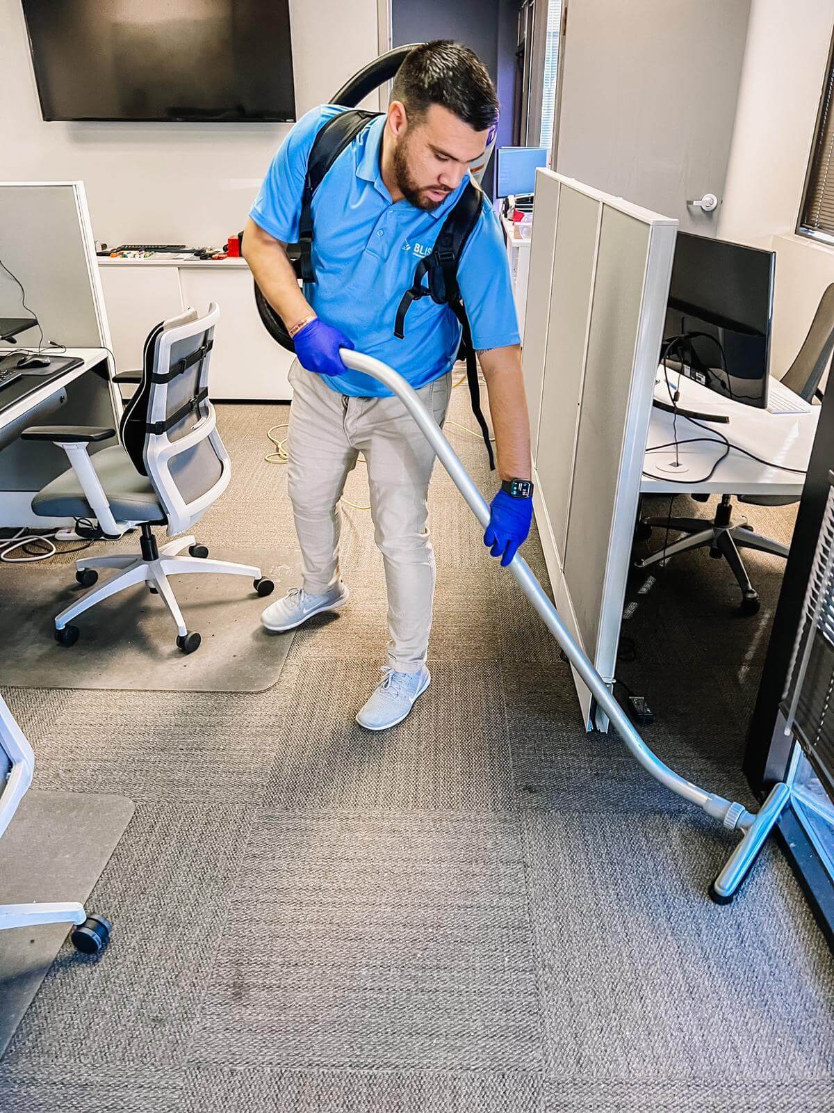 vacuuming office
