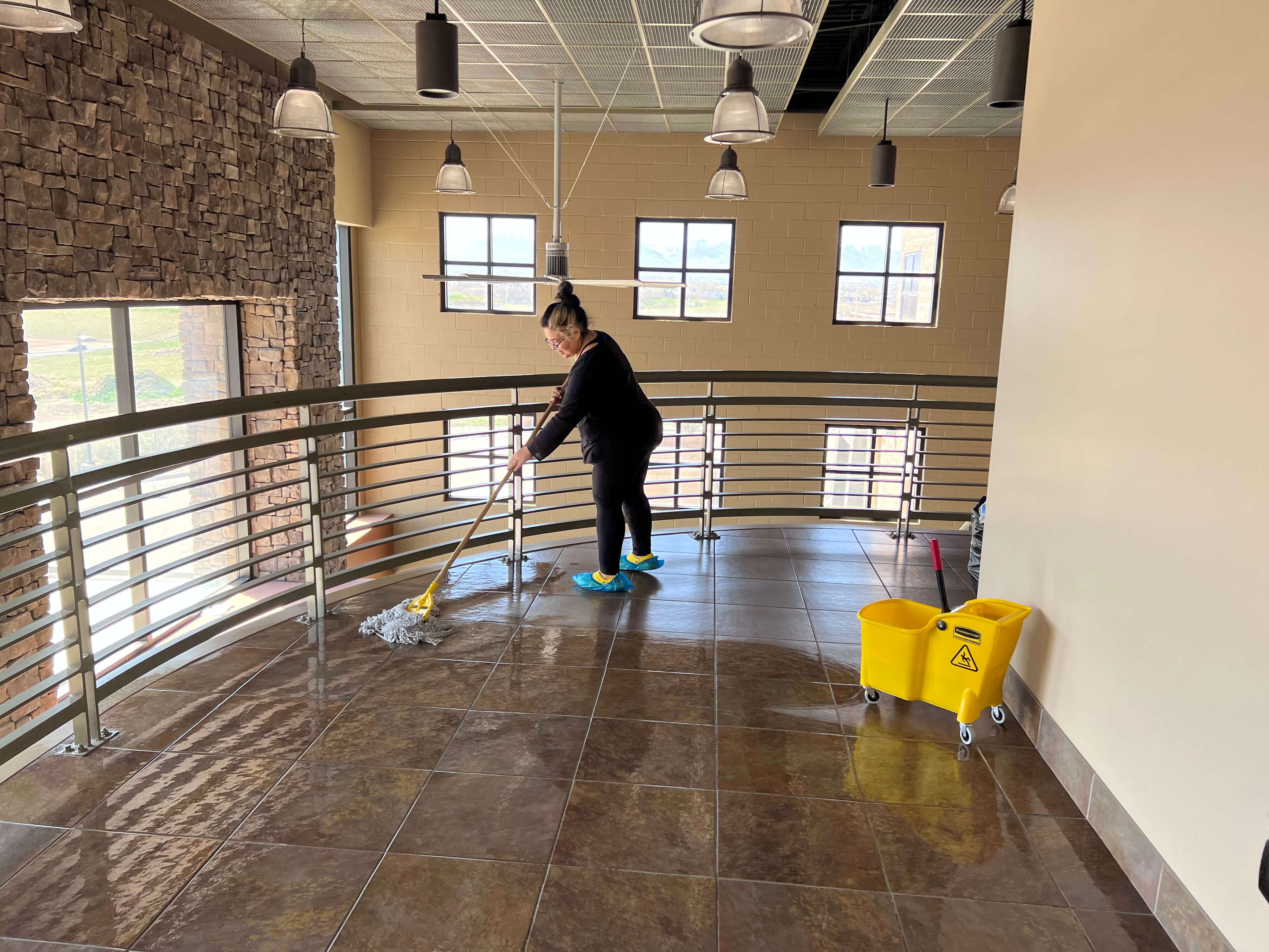 woman cleaning floor